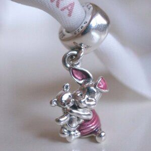 PANDORA CHARM DISNEY PIGLET DANGLE 792134EN117 W SUEDE POUCH